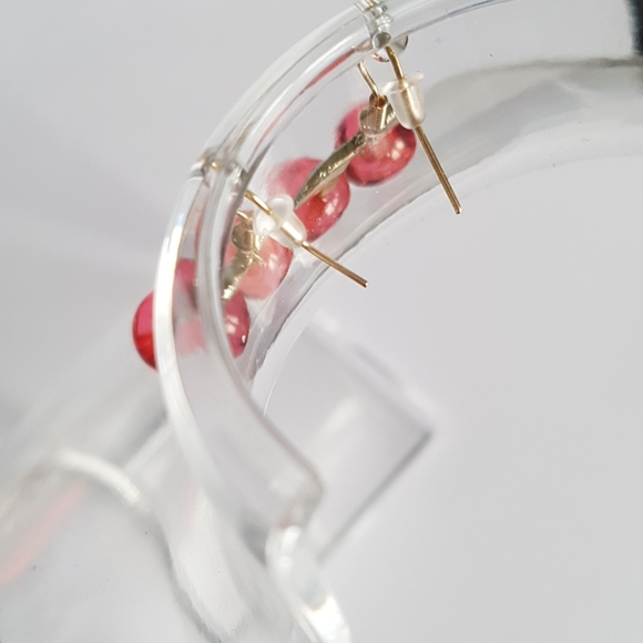 3/25$ 1 pair of Pink Cherry Leaves Drop Earrings - Picture 6 of 7